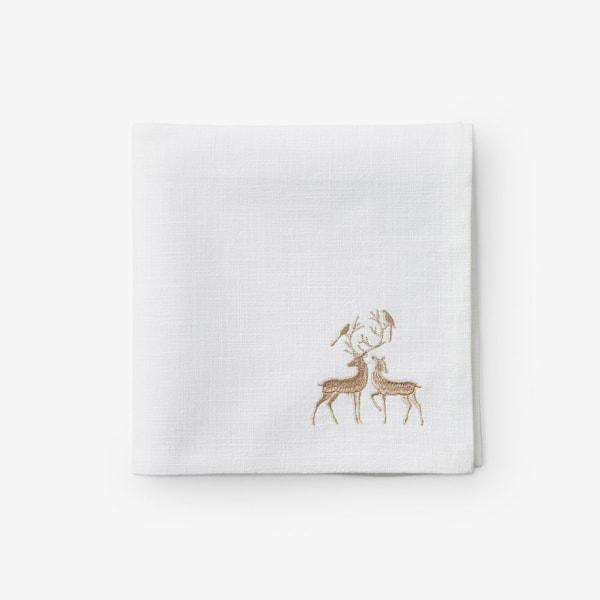 Company Cotton Metallic Reindeer 19 in. W x 19 in. H Metallic Gold Cotton Napkins Set of 4