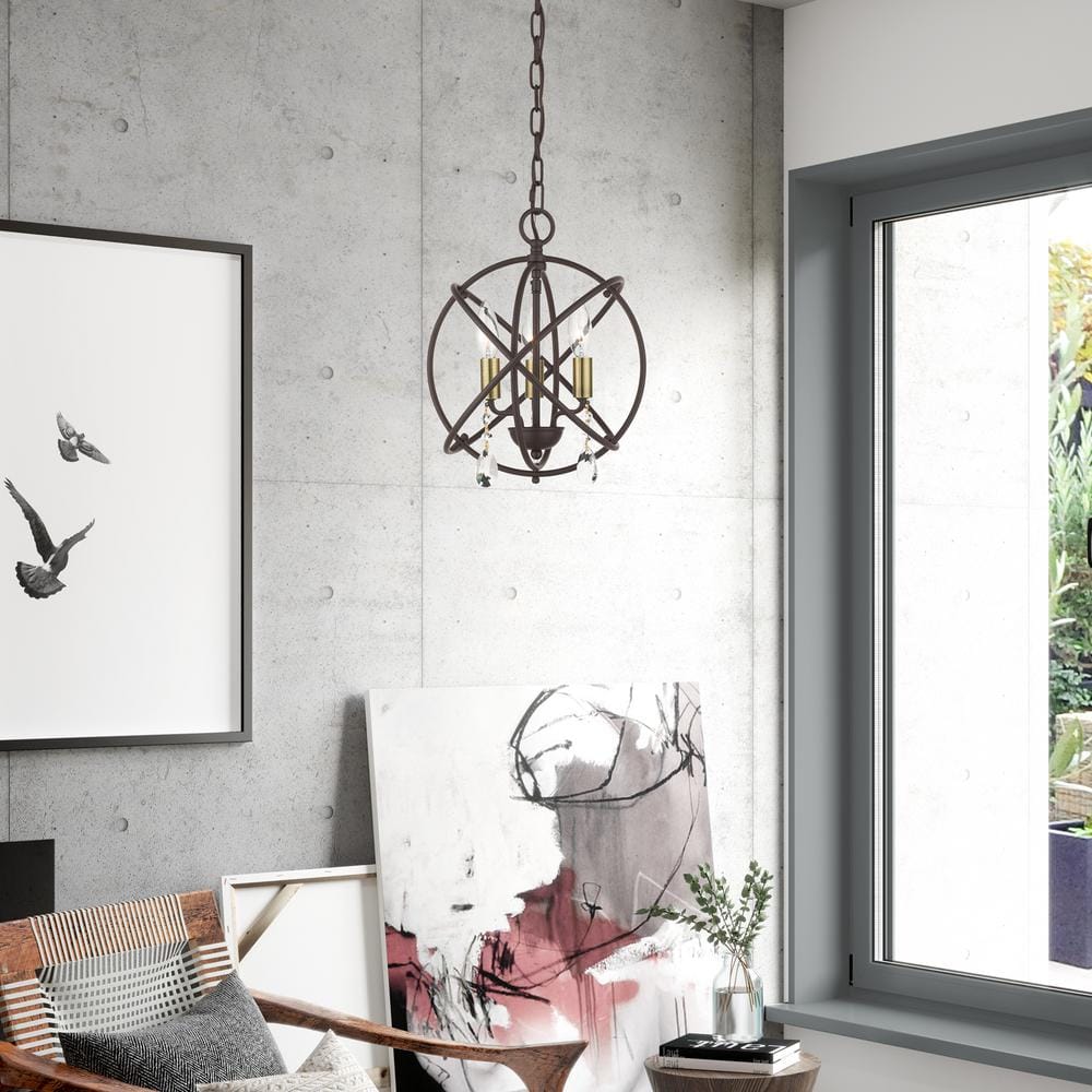 Bronze Mini Plug-in Crystal Candle Chandelier