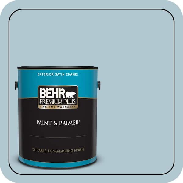BEHR PREMIUM PLUS 1 gal. #T15-8 Elusive Blue Satin Enamel Exterior Paint & Primer
