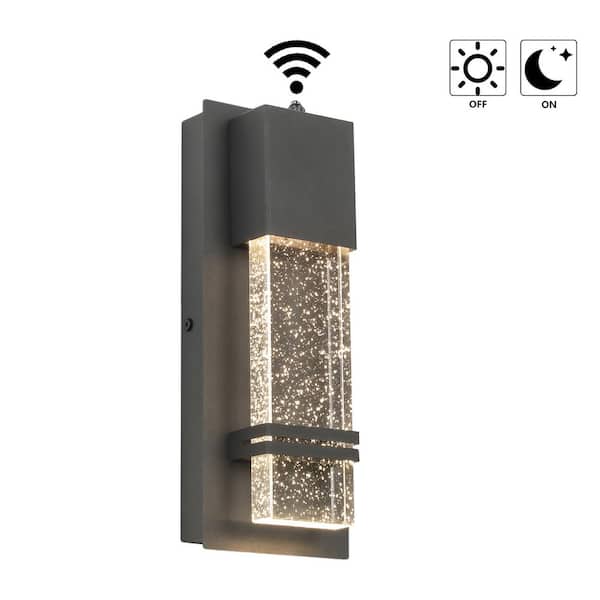 Jushua 1-Light Textured Black not Motion Sensing Dusk to Dawn Outdoor Hardwired Wall Lantern Sconce with LED