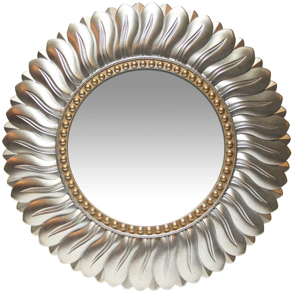 Infinity Instruments Antique Silver 22.5 in. W x 22.5 in. H Wall Mirror -  Round Victorian Silver Plastic Frame 20001AS-MR - The Home Depot