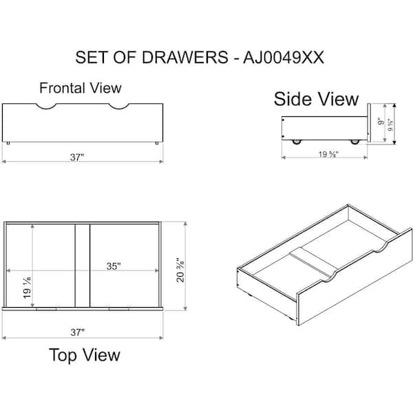 Alaterre 37 in. W x 9.375 in. H Chestnut Under Bed Storage Drawer (Set of 2)