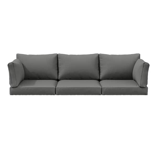 25.6 in. x 23.6 in. x 4 in. Outdoor Deep Seat Lounge Cushion Set (8-Piece) with Lumber Support Pillows Light Grey