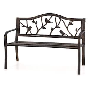 50 in. Bronze Metal Outdoor Bench Garden Park Bench