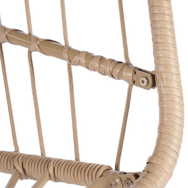 Afoxsos Patio Garden Rattan Wood Basket Egg Swing Hanging Chair