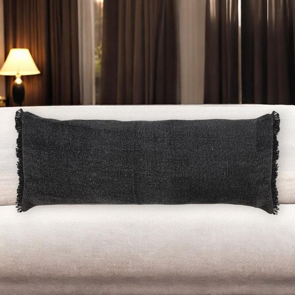 Black Solid Polyester 14 in. x 36 in. Throw Pillow price history on PriceWatchPro