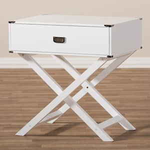 Curtice 1-Drawer White Nightstand