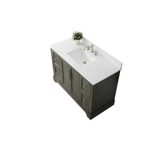 Chambery 48 in. W x 22 in. D x 34.5 in. H Bathroom Vanity in Silver Grey with Engineered Marble Top
