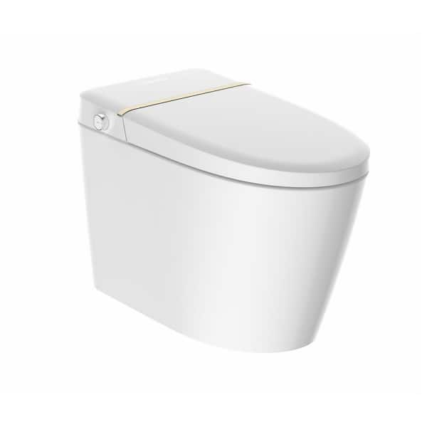 Tankless Smart Toilet in White with Warm Water Sprayer and Dryer, Foot Sensor,Heated Seat, LED Display