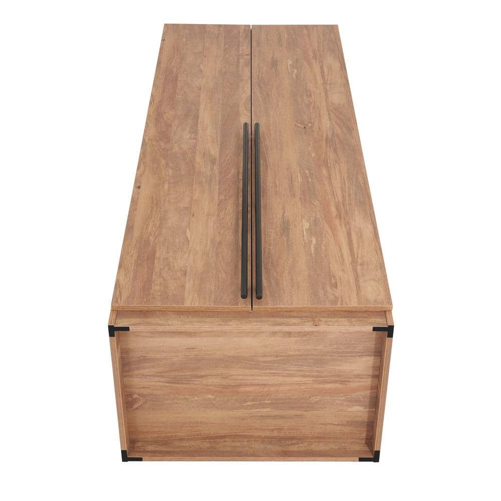 Golden Brown Tall Freestanding Wardrobe with Black Metal Handles