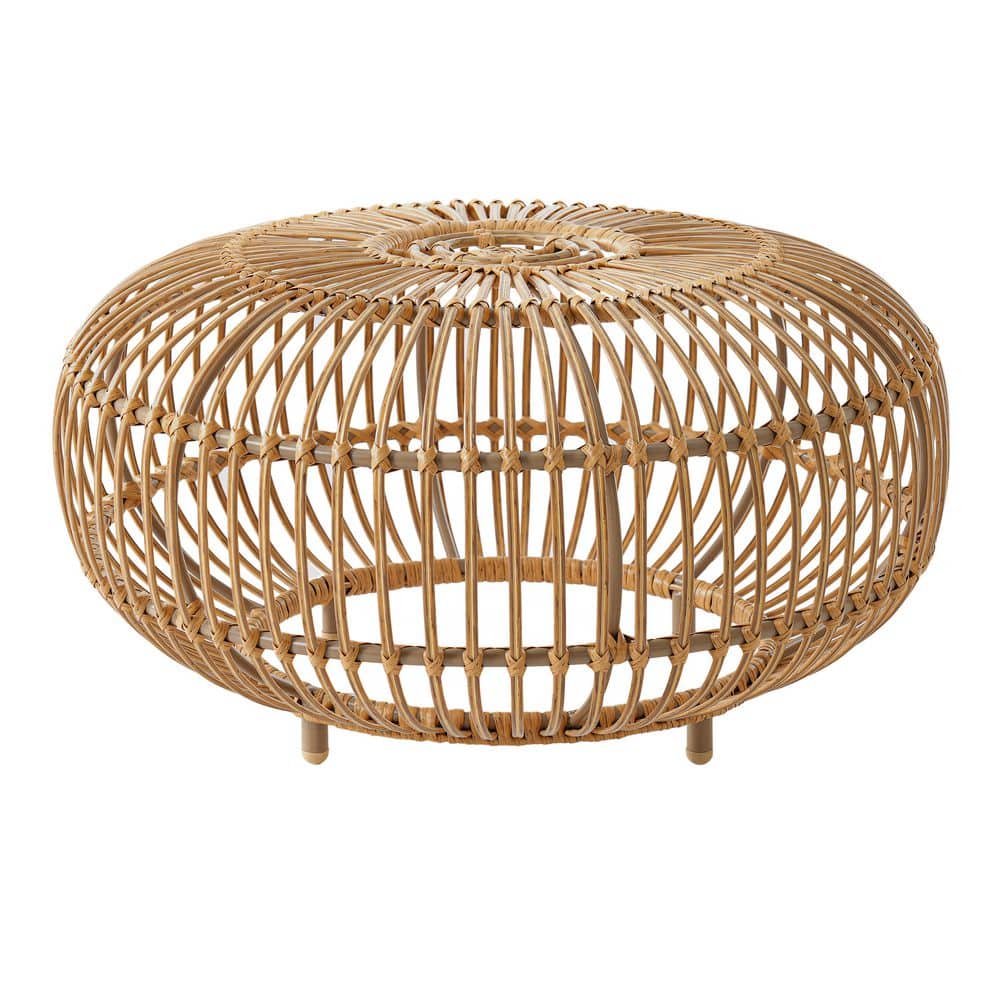 1474 Table Outdoor Light Brown Wicker Coffee Table BFDATENUM812 - The Home Depot