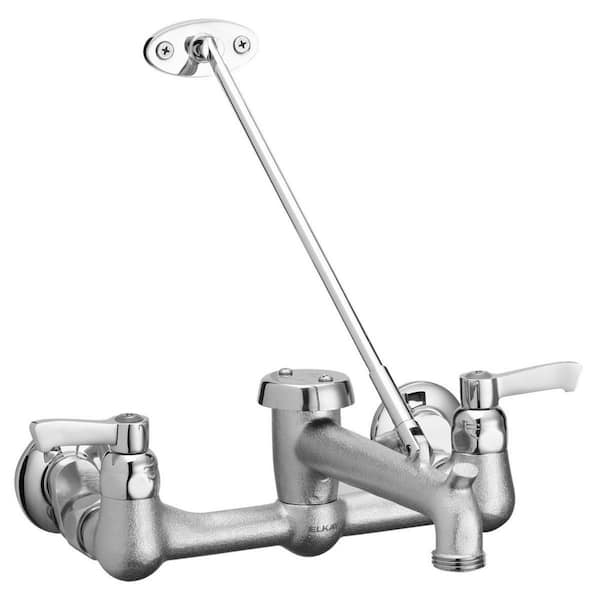 Commercial 2 Handle Service/Utility Wall Mount Faucet in Rough Chrome
