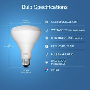 65-Watt Equivalent BR30 Dimmable CEC Enhance 90+ CRI E26 Medium Base Flood LED Light Bulb, Daylight 5000K (48-Pack)