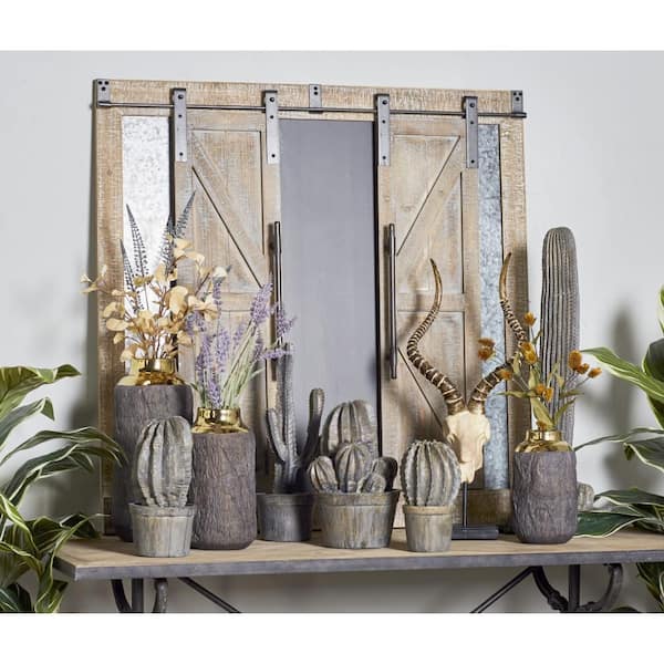 Litton Lane 40 in. x 39 in. Brown Wood Farmhouse Abstract Wall Decor