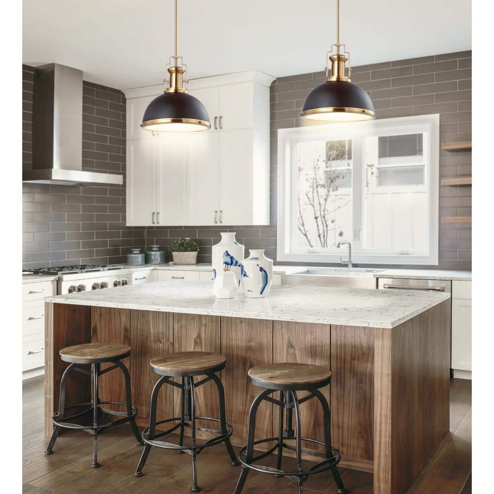 Homer Vintage Black and Brass Gold Iron LED Pendant Light