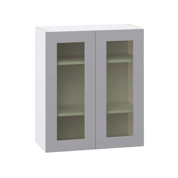 Roseland 30 in. W x 14 in. D x 35 in. H Assembled Shaker Glass Door Specialty Wall Kitchen Cabinet in Slate Gray