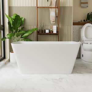 MUSE 47 in. White Acrylic Rectangle Flatbottom Freestanding Non-Whirlpool Soaking Bathtub Include Interior Seat