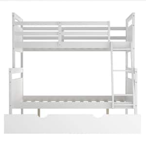 Harper & Bright Designs White Twin Over Full Bunk Bed with Ladder and ...