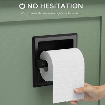 FORIOUS Bathroom Recessed Toilet Paper Holder Wall Mount Rear Mounting Bracket Included Black in Bathroom HH0204B