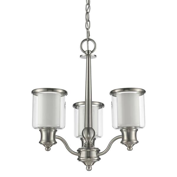 Acclaim Lighting Giuliana Indoor 3-Light Mini Satin Nickel Chandelier with Glass Shades