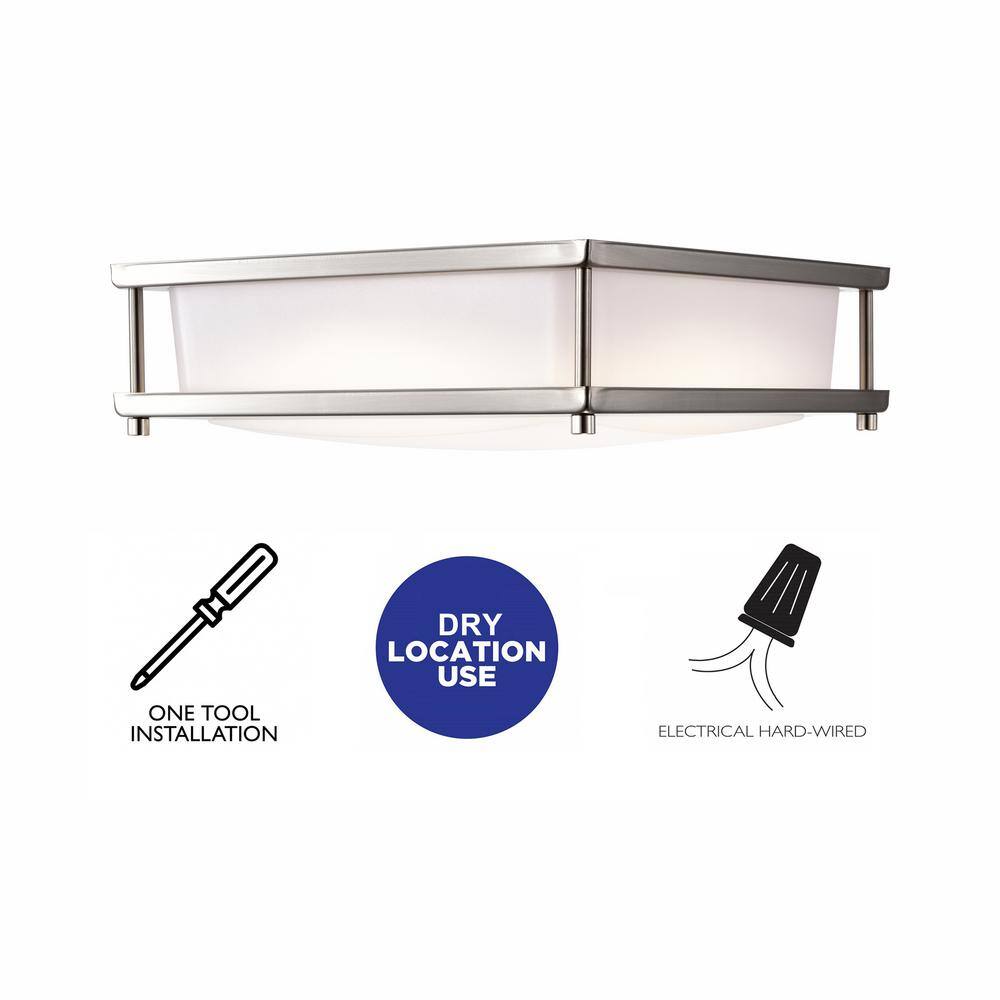 Brushed Nickel 15.75" LED Flush Mount Light with Acrylic Diffuser