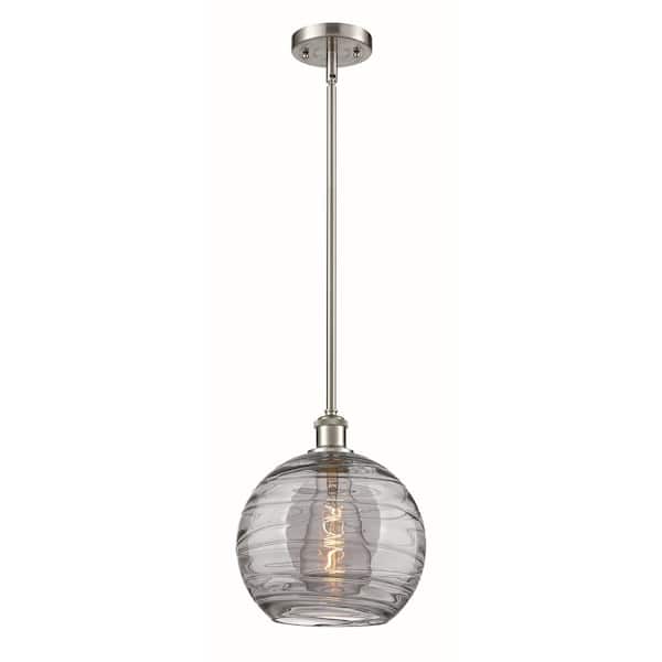 Athens Deco Swirl 100-Watt 1-Light Brushed Satin Nickel Standard Mini Pendant Light with Painted Glass Shade