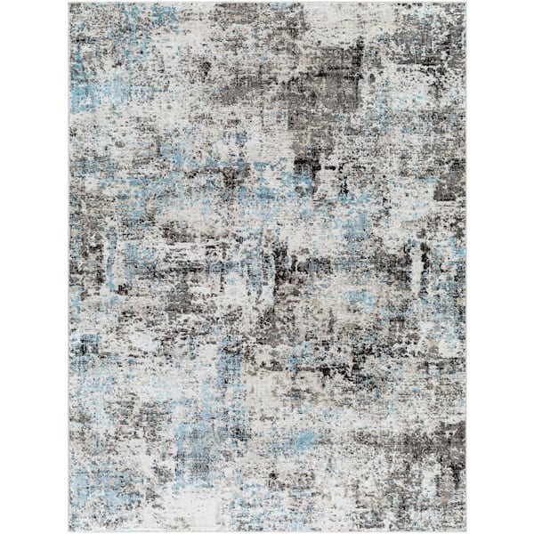 Livabliss Allegro Charcoal/Blue Abstract 7 ft. x 9 ft. Indoor Area Rug