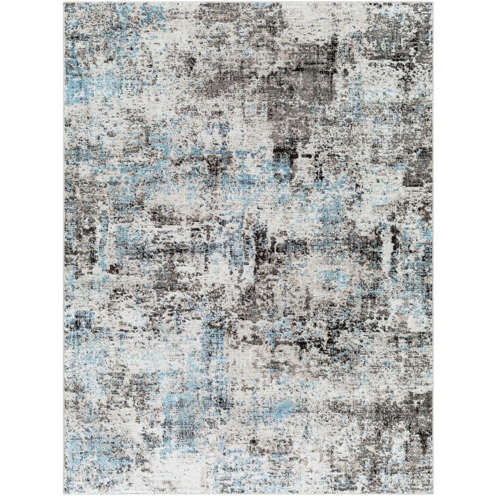 Livabliss Allegro Charcoal/Blue Abstract 9 ft. x 12 ft. Indoor Area Rug ...
