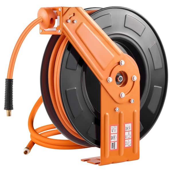 Retractable Air Hose Reel, 3/8 in. x 100 ft. Rubber Air Hose Max 300PSI, Air Compressor Hose Reel Auto-Rewind