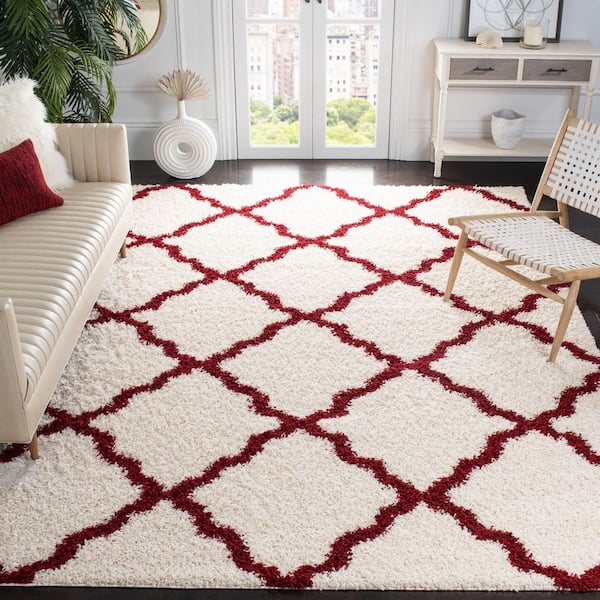 Dallas 10 ft. x 14 ft. Ivory/Red Geometric Area Rug