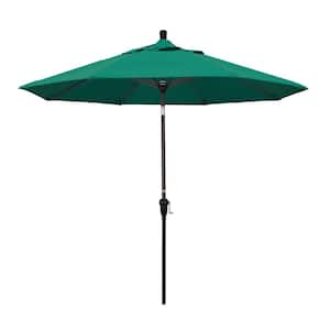 9 ft. Bronze Aluminum Market Auto-tilt Crank Lift Patio Umbrella in Spectrum Aztec Sunbrella