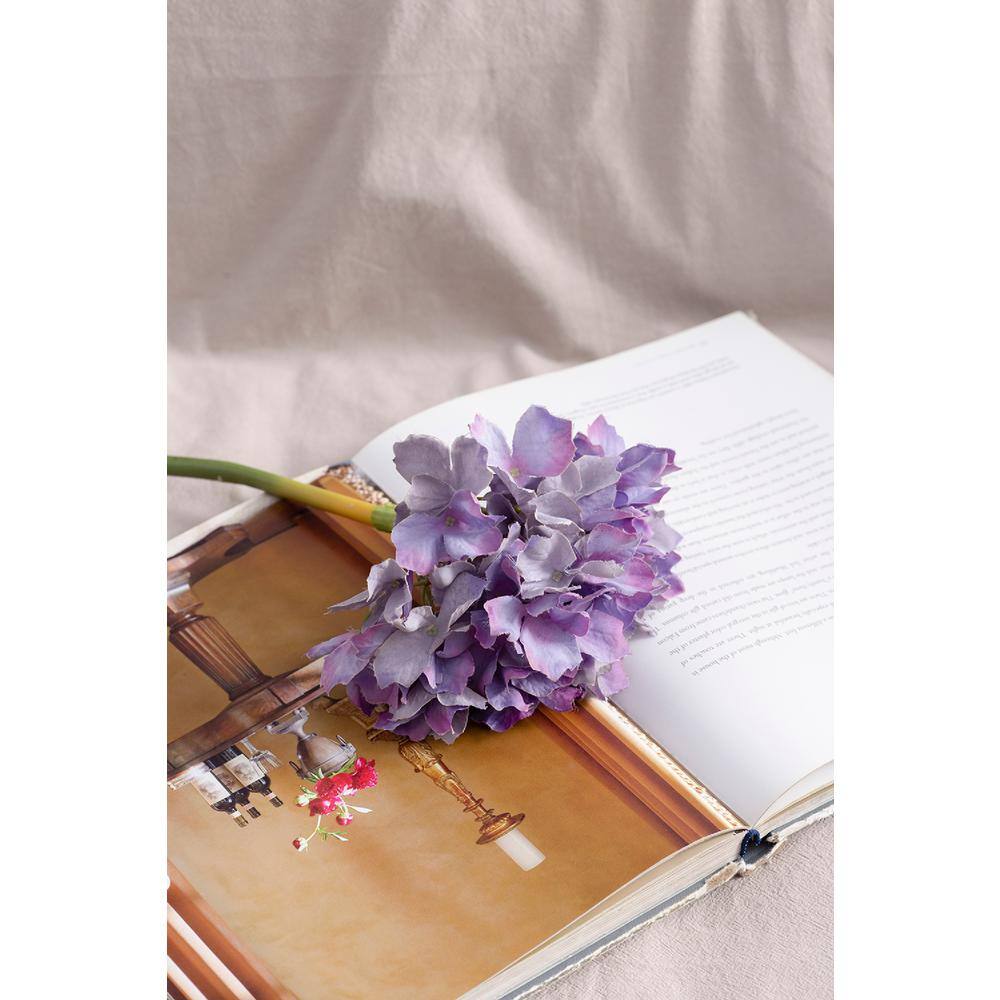 14" Purple Faux Hydrangea Outdoor Tabletop Topiary Set
