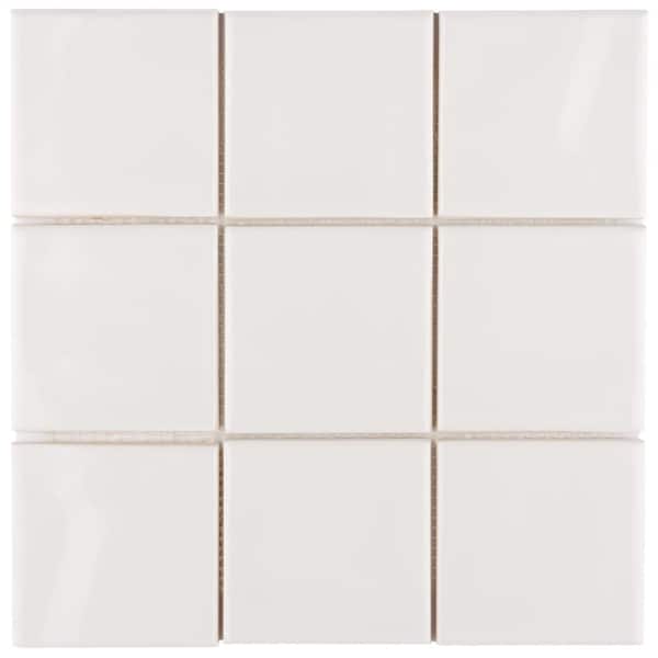 Merola Tile Twist Square Soft Cream 11-3/4 in. x 11-3/4 in. Ceramic Mosaic Tile (9.8 sq. ft./Case)