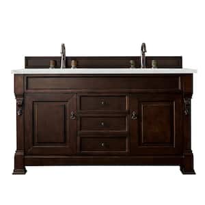 Brookfield 60 in. W x 23.5 in. D x 34.3 in. H Double Bath Vanity in Burnished Mahogany with top in Eternal Jasmine Pearl