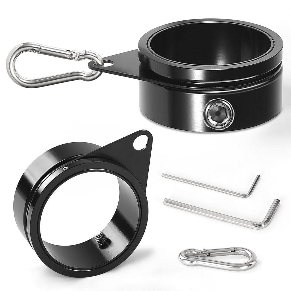 Black Aluminum 2-Inch Flagpole Rings with Carabiner, 2-Pack