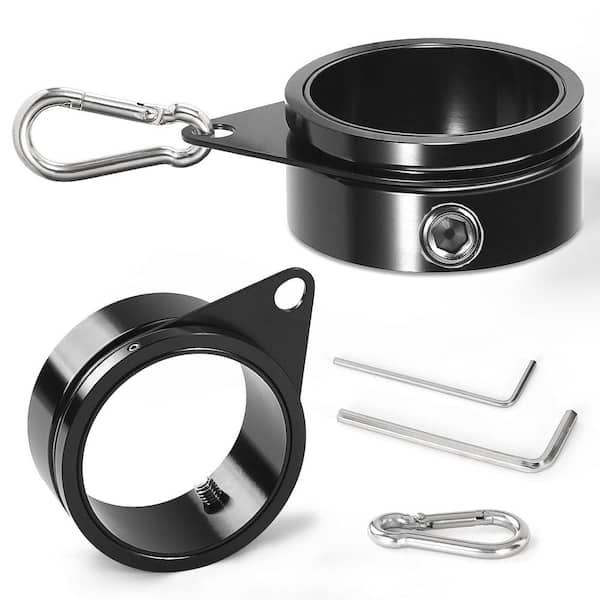 Angel Sar 2 in. Black Aluminum Alloy Flagpole Rings 360° Rotating Anti Wrap Flag Mounting Ring Clips (2-Pack)