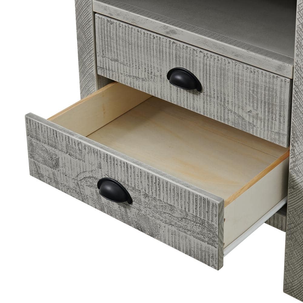 Arden Driftwood Gray Pine Wood 4-Piece King Bedroom Set