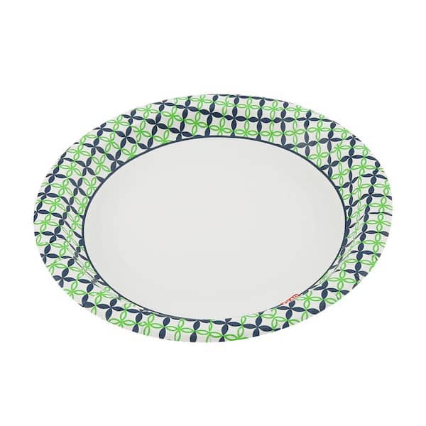 Glad 10 Tabletop Round Disposable Paper Plates with Palm Leaves Design - 50 ct