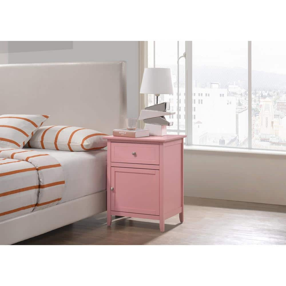 AndMakers Lzzy 1-Drawer Pink Nightstand (25 in. H x 19 in. W x 15 in. D)  PF-G1404-N - The Home Depot