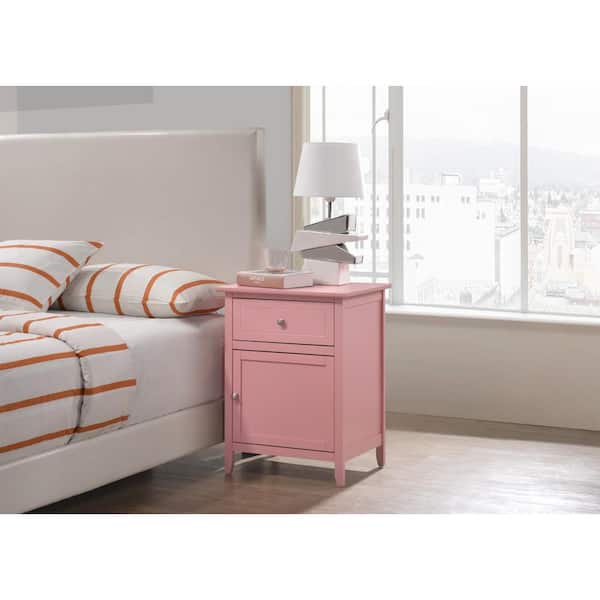 AndMakers Lzzy 1-Drawer Pink Nightstand (25 in. H x 19 in. W x 15 in. D)