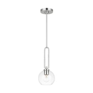 Bardo 1-Light Brushed Nickel Statement Mini Pendant Light with Clear Glass Shade