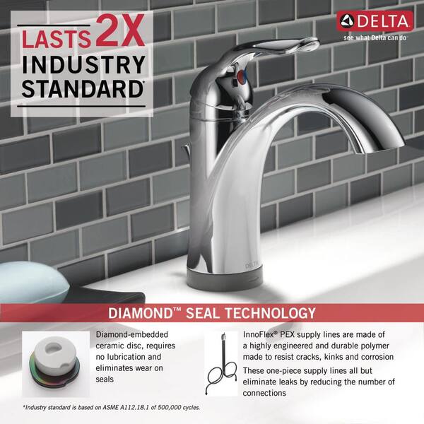Delta Lahara Single Hole Single-Handle Bathroom Faucet with Touch2O.xt  Technology in Chrome 538T-DST - The Home Depot