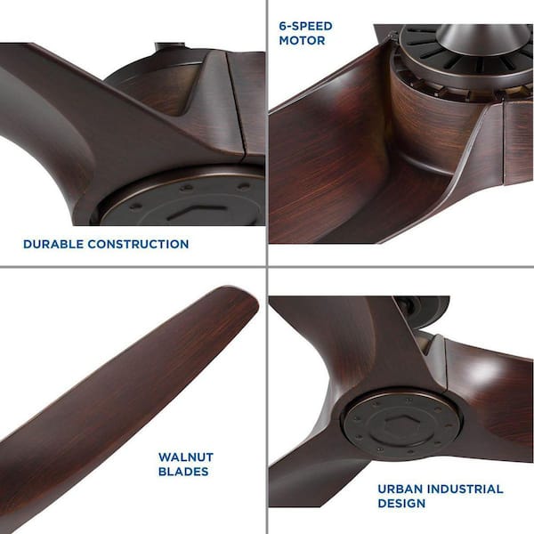 Manvel 60 in. Indoor/Outdoor Antique Bronze Urban Industrial Ceiling Fan with Remote Included for Great Room