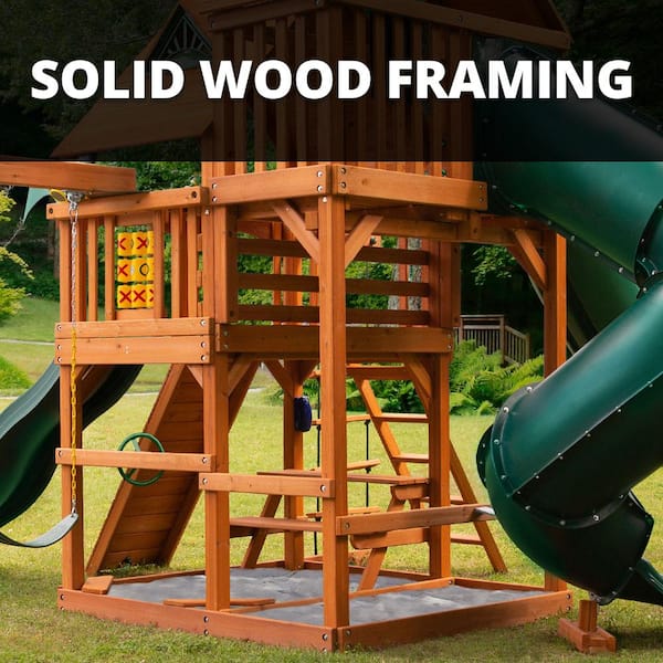 Gorilla Playsets Great Skye II Wooden Outdoor Playset with 3 Gorilla Playsets Great Skye II Wooden Outdoor Playset with 3