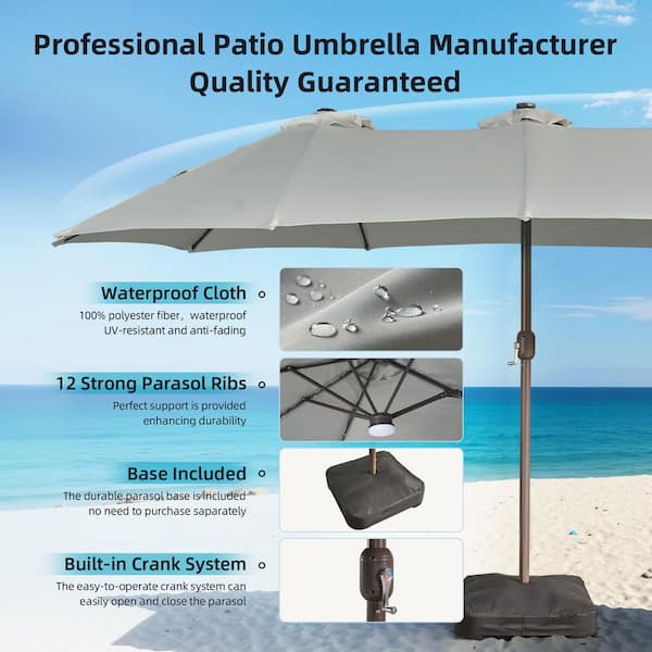 100 uv protected patio umbrella PURPLE LEAF 8x8ft Eco-Friendly Tilting Umbrella, Pebble Grey Features a smooth crank handle for height adjustment and a push Blissun 77S-094 9' Outdoor Aluminum