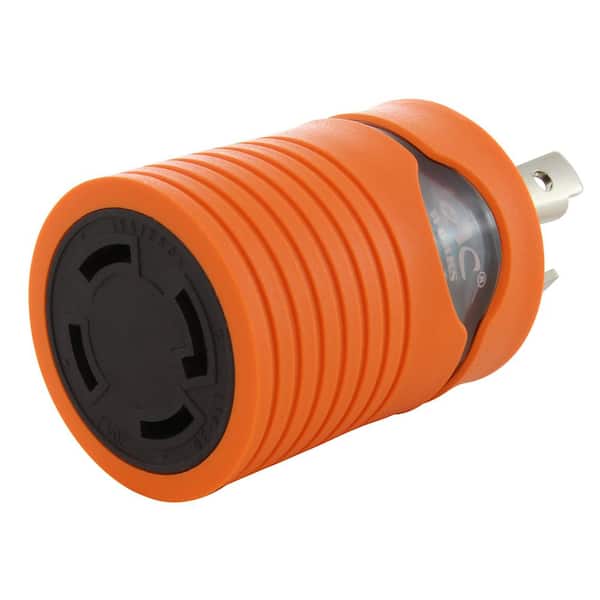 AC WORKS L6-30 Industrial Plug Adapter 30 Amp 250-Volt Locking Plug to L14-30R 30 Amp 4-Prong Locking Female Connector