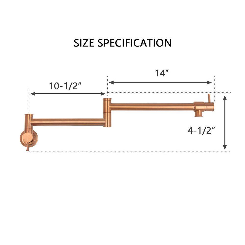 Copper Brushed Wall-Mounted Pot Filler Kitchen Faucet