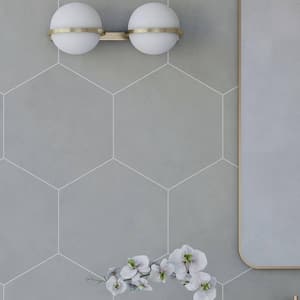 Honeycomb Hexagon 9 in. x 10 in. Gray Matte Porcelain Tile (12.06 sq. ft./Case)