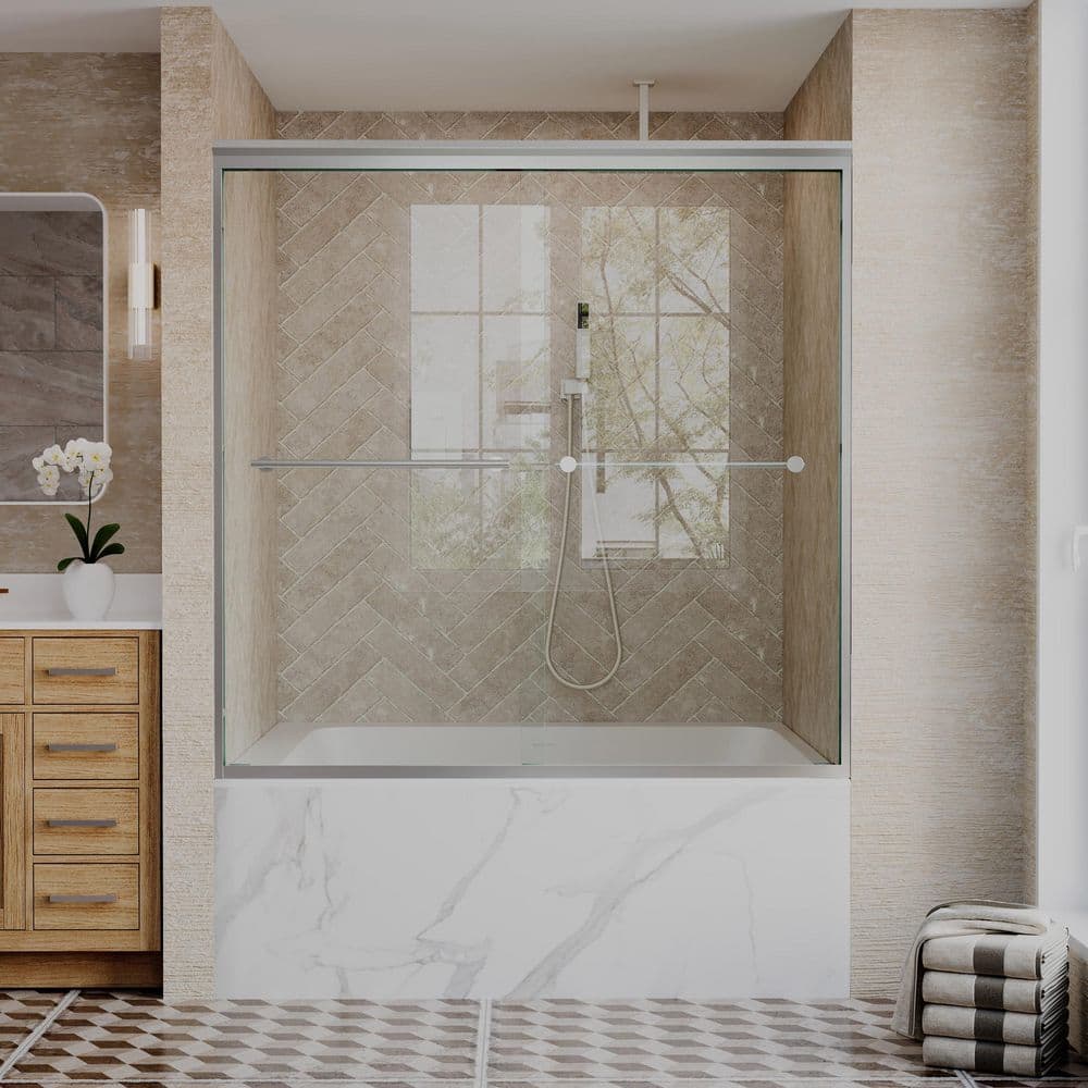 56-60 in. W x 60 in. H Double Sliding Frame Shower Door in Chrome with 1/4 in. Clear Tempered Glass price history on PriceWatchPro