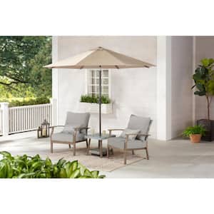 Beachside 3-Piece Rope Look Wicker Outdoor Patio Bistro Set with CushionGuard Stone Gray Cushions